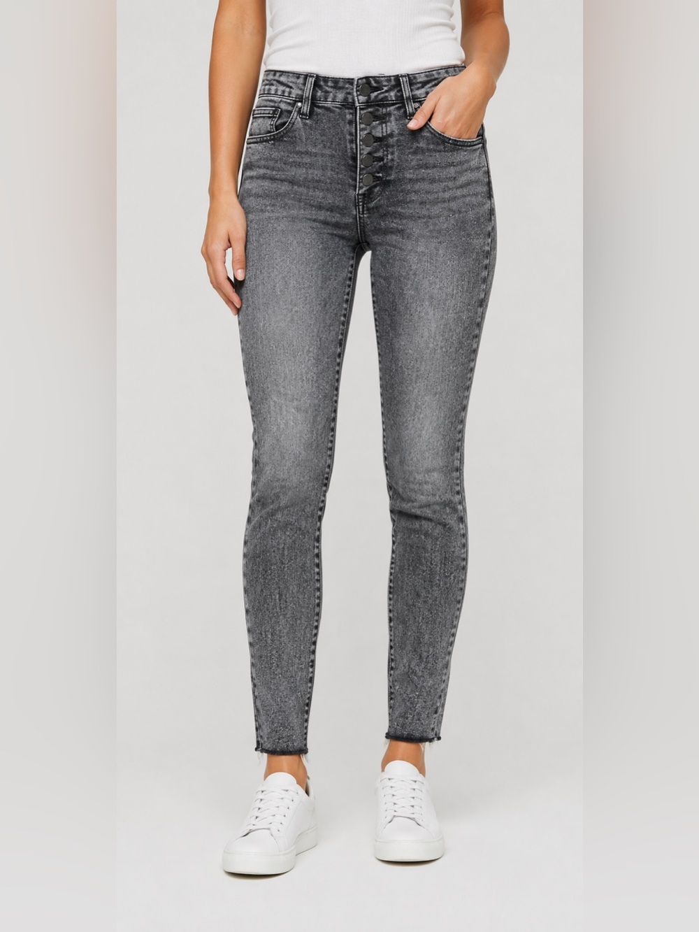 Old Navy Women’s 16 Rockstar Super Skinny High Rise Button Fly Rock Wash Gray